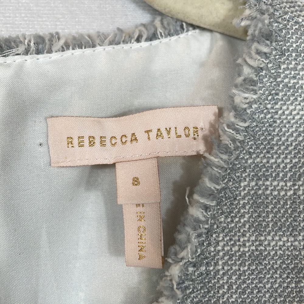 Rebecca Taylor Dress 8 Tweed Fabric Frayed Accent A-line EUC - Picture 2 of 10